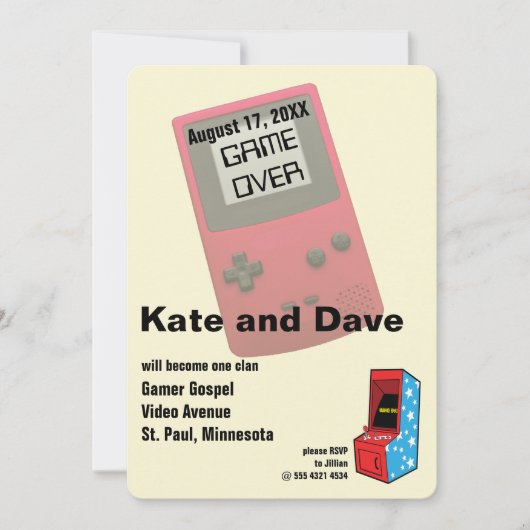 Phantastischer Videospiel-Hochzeitspass Einladung (Vorderseite)