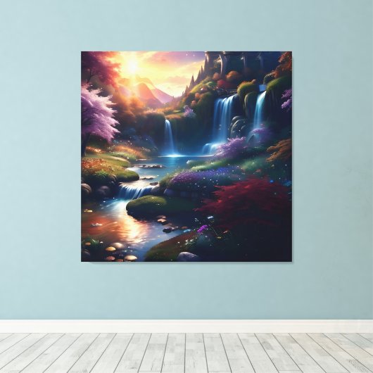 Phantastischer Wasserfall Herbst Landschaft 1 Leinwanddruck (Insitu (Holzboden))