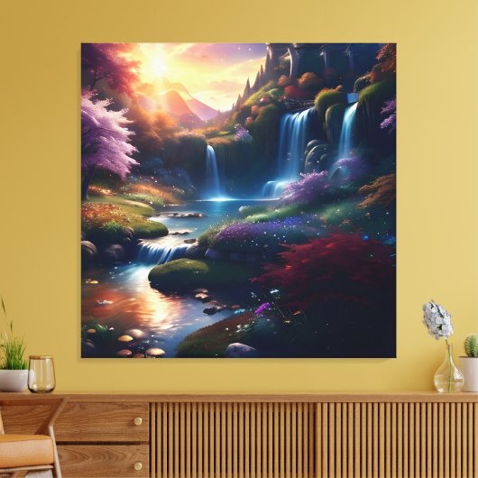 Phantastischer Wasserfall Herbst Landschaft 1 Leinwanddruck (Insitu (Wohnzimmer))