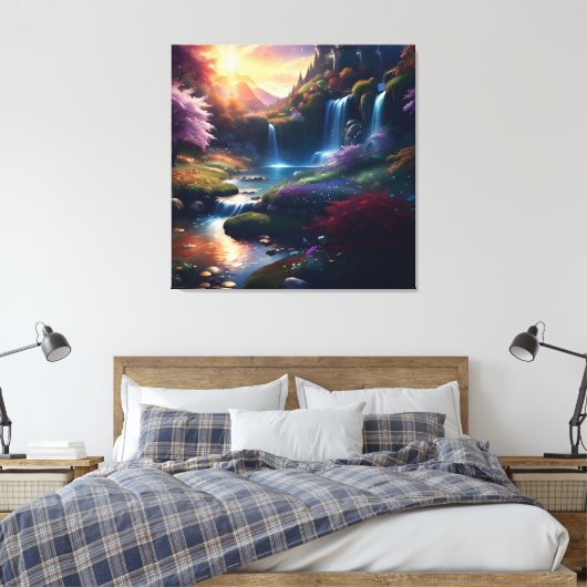 Phantastischer Wasserfall Herbst Landschaft 1 Leinwanddruck (Insitu (Schlafzimmer))
