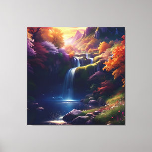 Phantastischer Wasserfall Herbst Landschaft 7 Leinwanddruck