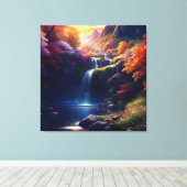 Phantastischer Wasserfall Herbst Landschaft 7 Leinwanddruck (Insitu (Holzboden))