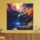 Phantastischer Wasserfall Herbst Landschaft 7 Leinwanddruck (Insitu (Wohnzimmer))