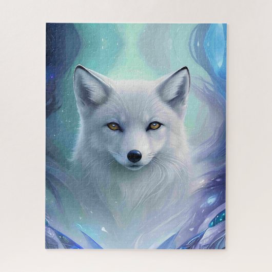 Phantastischer Weißschneefox auf Icy Land Puzzle (Vertikal)