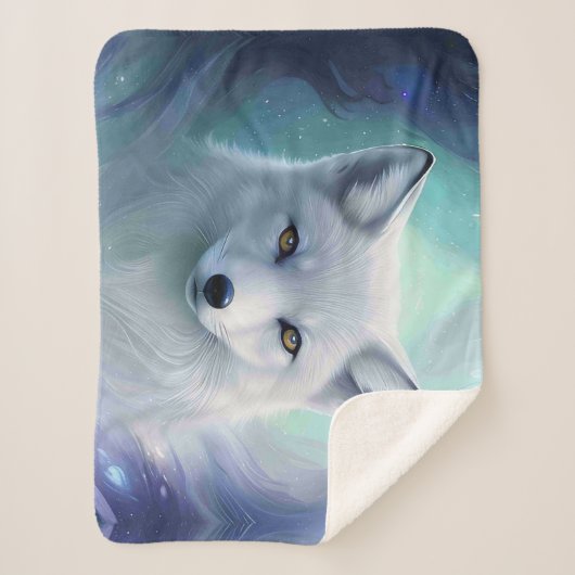 Phantastischer Weißschneefox auf Icy Land Sherpadecke (Vorderseite)