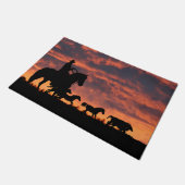 Phantastischer Western Cowboy und Pferde Fußmatte (Schrägansicht)