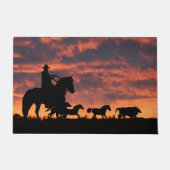 Phantastischer Western Cowboy und Pferde Fußmatte (Vorderseite)