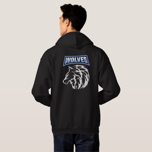 Phantastischer Wolf-Design zurück und vorne für ih Hoodie (Schwarz voll)