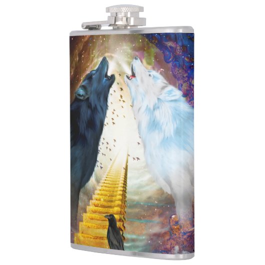 Phantastischer Wolf Flachmann (Links)