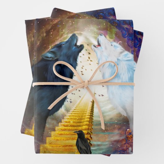 Phantastischer Wolf Geschenkpapier Set (Beispiel)