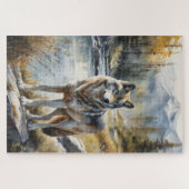 Phantastischer Wolf irgendwo in einem schönen Natu Puzzle (Horizontal)