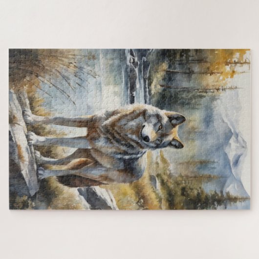 Phantastischer Wolf irgendwo in einem schönen Natu Puzzle (Horizontal)