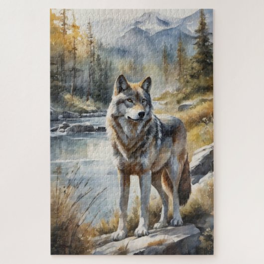 Phantastischer Wolf irgendwo in einem schönen Natu Puzzle (Vertikal)