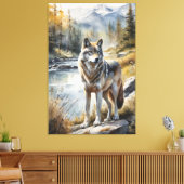 Phantastischer Wolf irgendwo in schöner Natur Leinwanddruck (Insitu (Wohnzimmer))