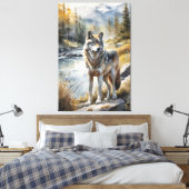 Phantastischer Wolf irgendwo in schöner Natur Leinwanddruck (Insitu (Schlafzimmer))