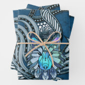 Phantastischer Wolf, Lineart Design Geschenkpapier Set (Beispiel)