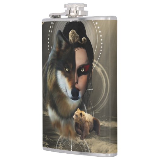 Phantastischer Wolf mit Fee Flachmann (Links)