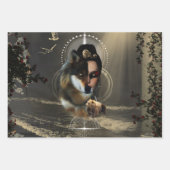 Phantastischer Wolf mit Fee Geschenkpapier Set (Vorderseite 2)