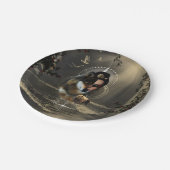 Phantastischer Wolf mit Fee Pappteller (Schrägansicht)