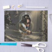 Phantastischer Wolf mit Fee Seidenpapier (Handwerk)