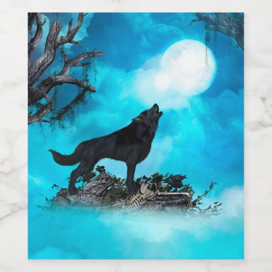 Phantastischer Wolf Weinetikett (Einzelnes Label)