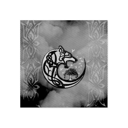 Phantastischer Zeltwolf mit Baum Gummistempel (Prägung)