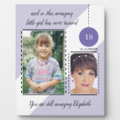 Phantastisches 18. Geburtstagsdatum lila Fotos Fotoplatte (Vorderseite)