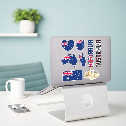 Phantastisches Australien - Staatssymbole Aufkleber (Laptop auf Schreibtisch)