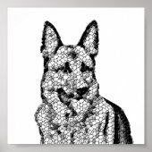 Phantastisches B&W Mosaik German Shepherd Poster (Vorne)