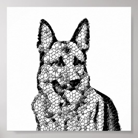 Phantastisches B&W Mosaik German Shepherd Poster (Vorne)