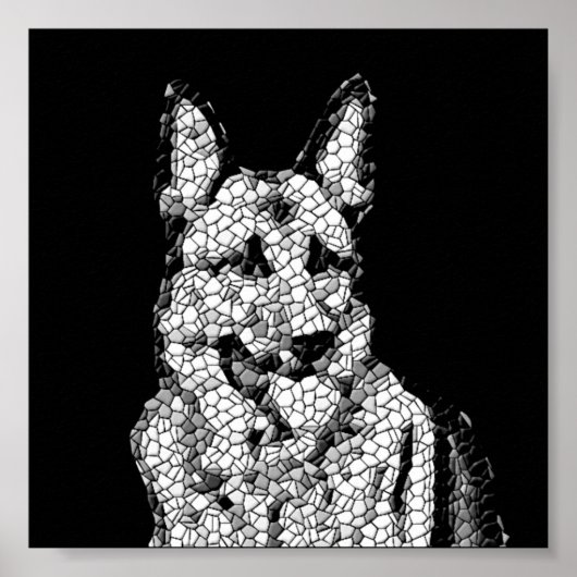 Phantastisches B&W Mosaik German Shepherd Poster (Vorne)