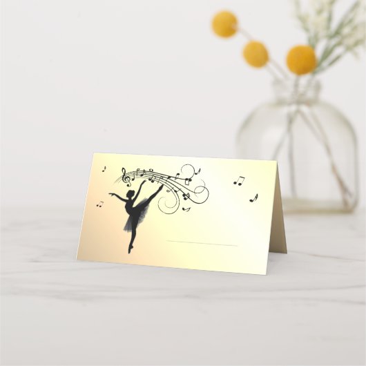 Phantastisches Ballerina-Tanzen mit gelber Musik Platzkarte (Vorderseite)
