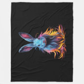 Phantastisches Blaues Kaninchen am Feuer Fleecedecke (Vorderseite)