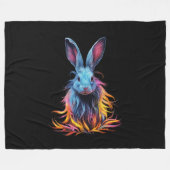 Phantastisches Blaues Kaninchen am Feuer Fleecedecke (Vorderseite (Horizontal))