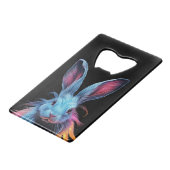 Phantastisches Blaues Kaninchen am Feuer Geldbeutel Flaschenöffner (Rückseite Schrägansicht)