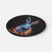 Phantastisches Blaues Kaninchen am Feuer Pappteller (Schrägansicht)