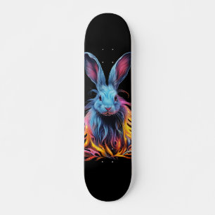 Phantastisches Blaues Kaninchen am Feuer Skateboard