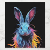 Phantastisches Blaues Kaninchen am Feuer Weinetikett (Einzelnes Label)