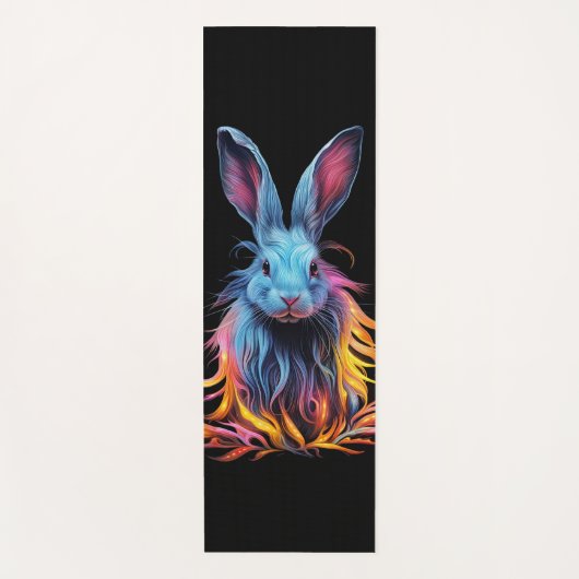 Phantastisches Blaues Kaninchen am Feuer Yogamatte (Vorderseite)