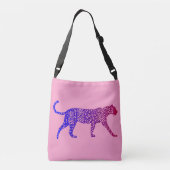 phantastisches blaurosa Leopardendesign Tragetaschen Mit Langen Trägern (Rückseite)