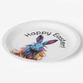 Phantastisches Blue Rabbit Happy Oaster Pappteller (Schrägansicht)