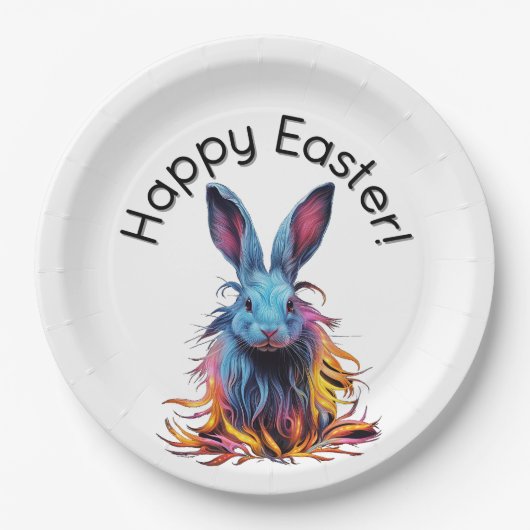 Phantastisches Blue Rabbit Happy Oaster Pappteller (Vorderseite)