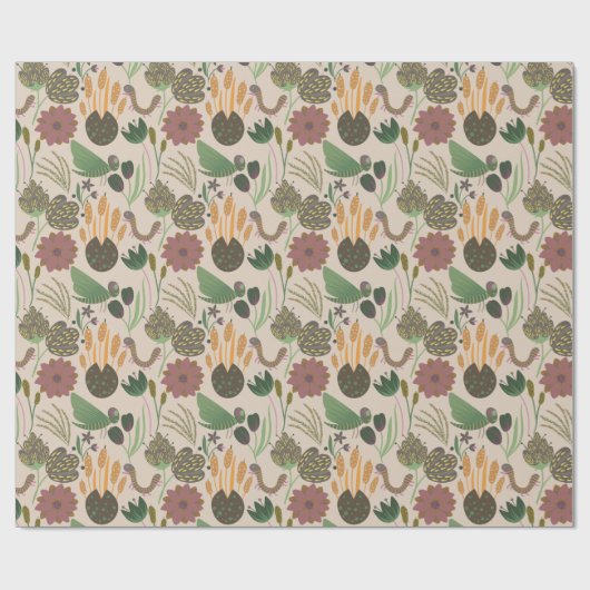 Phantastisches Blumenmuster Geschenkpapier (Flach)
