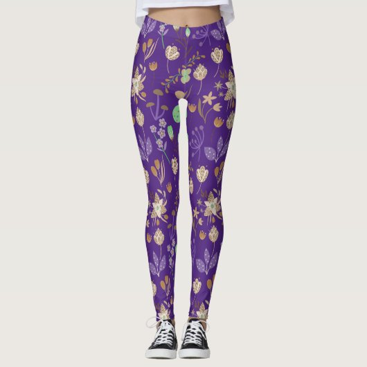 Phantastisches Blumenmuster Leggings (Vorderseite)