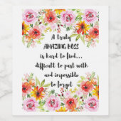 Phantastisches Boss Zitat Große Bonusgeschenke Weinetikett (Einzelnes Label)