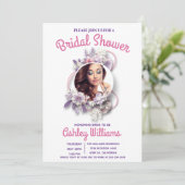 Phantastisches Brautparty für Lila Blumenmuster Einladung (Stehend Vorderseite)