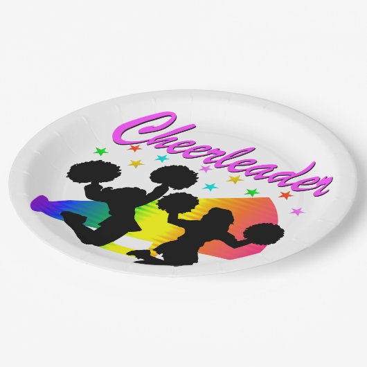 PHANTASTISCHES CHEERLEADER MEGAPHONE-DESIGN PAPPTELLER (Schrägansicht)