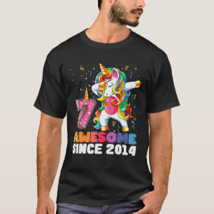 Phantastisches Dabbing Einhorn Geburtstag 7 Jahre T-Shirt