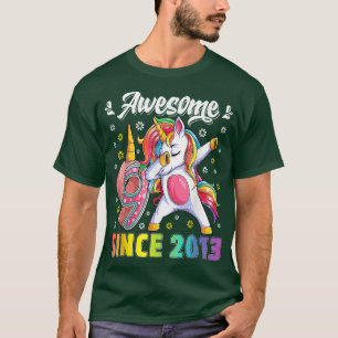 Phantastisches Dabbing Einhorn Geburtstag 9 Jahre T-Shirt