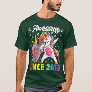 Phantastisches Dabbing Einhorn Geburtstag 9 Jahre  T-Shirt